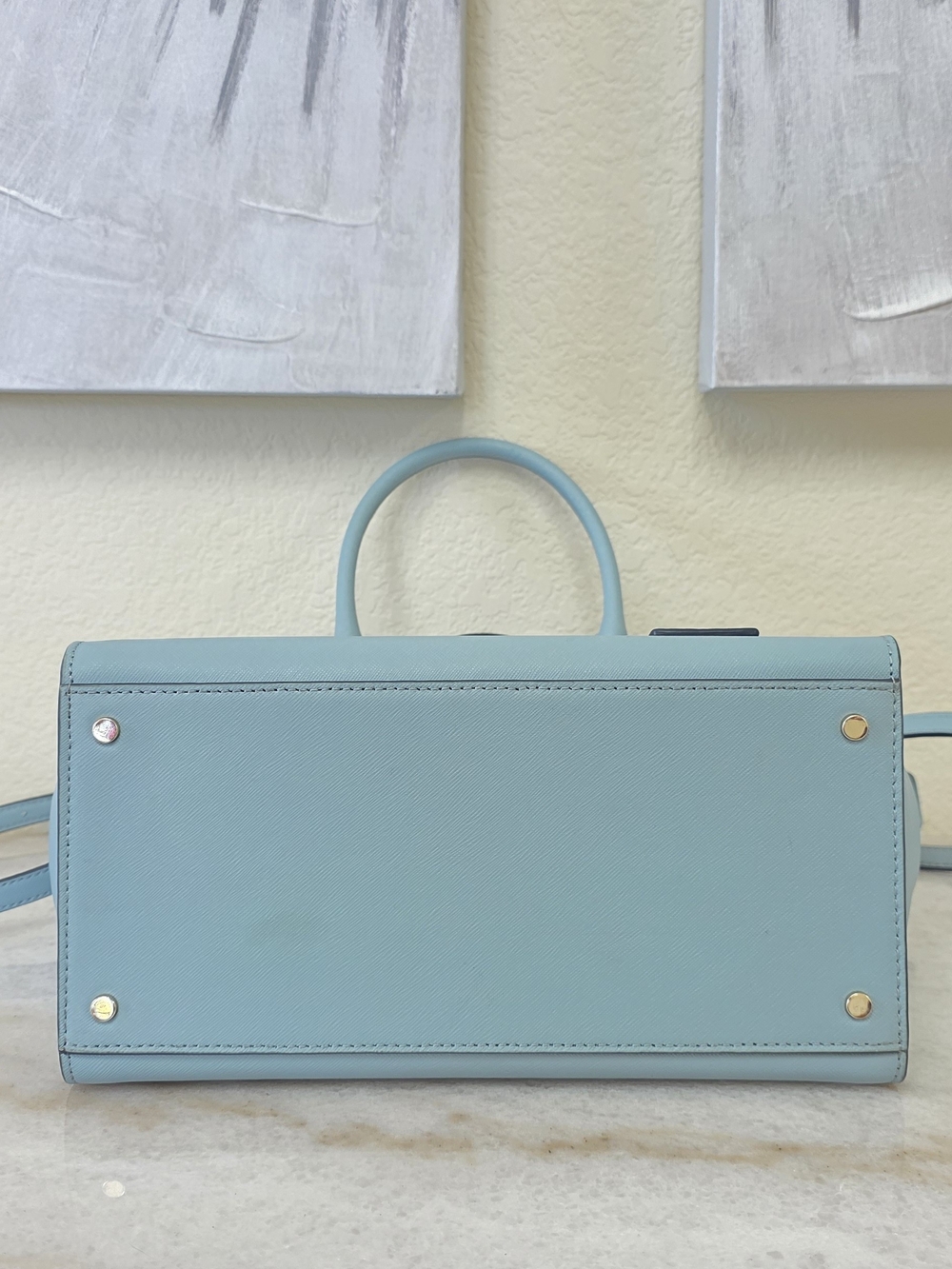 Kate Spade Cameron Medium Satchel Seaside Light Blue Saffiano Leather - Picture 13 of 16